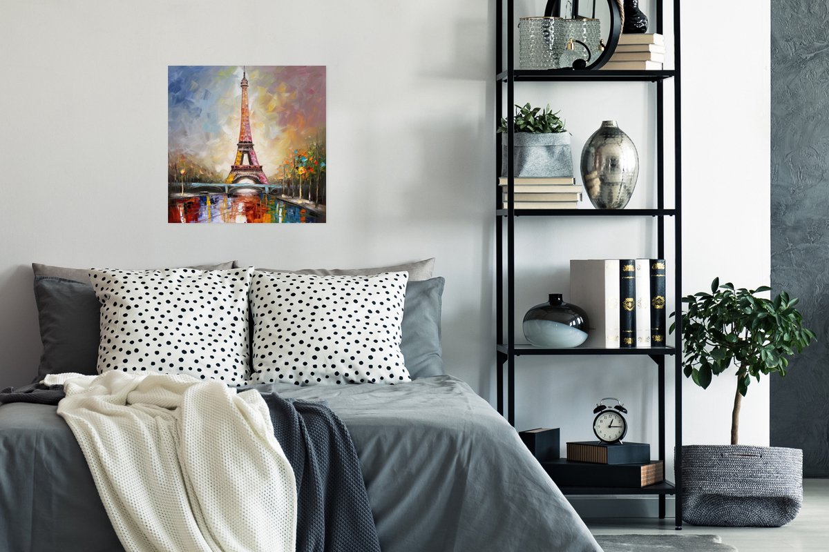 Poster Eiffeltoren - Schilderij - Olieverf - Parijs - 50x50 cm