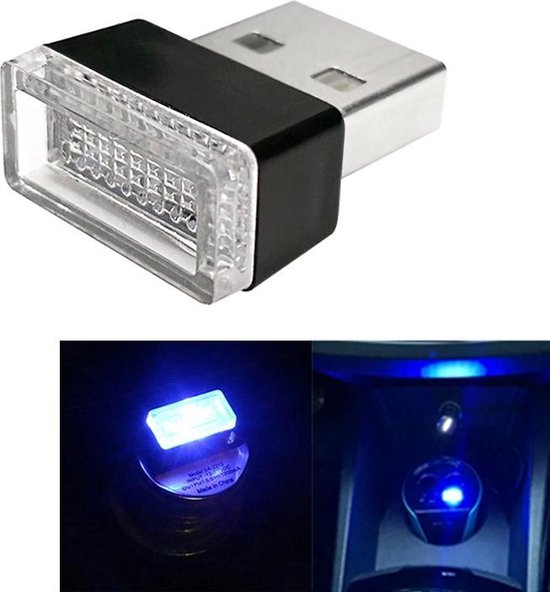 Universele PC Auto USB LED Sfeerverlichting Noodverlichting Decoratieve  lamp (Blauw Licht)