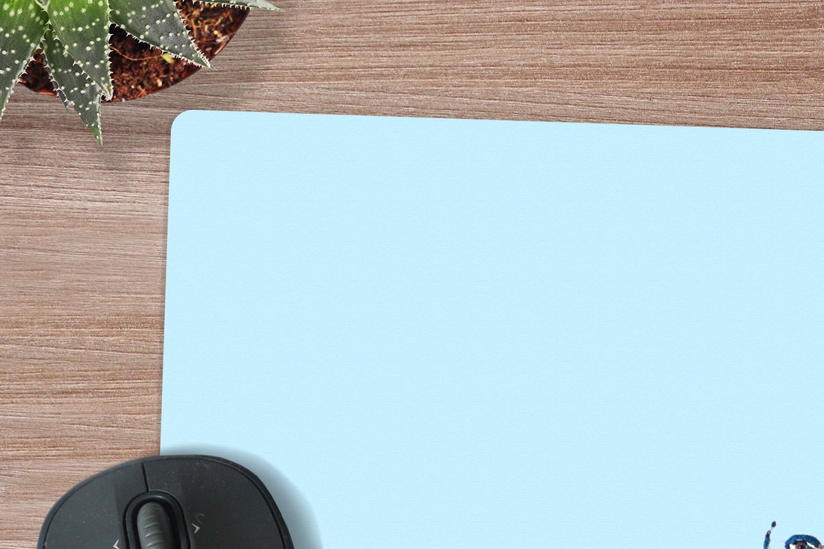 Muismat XXL 80x80 cm - Bureau onderlegger - Bureau mat Pauw - Blauw - Skateboard - Dieren - Grappig - Bureaumat - Gaming mousepad xl - Bureaulegger groot - Computer deskmat