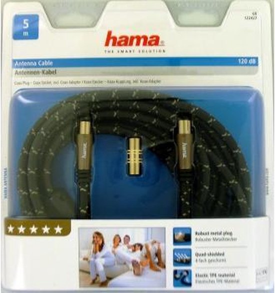 Hama Coax Kabel 5 Meter - Antennekabel - Metaal Verguld - 120DB - Hama