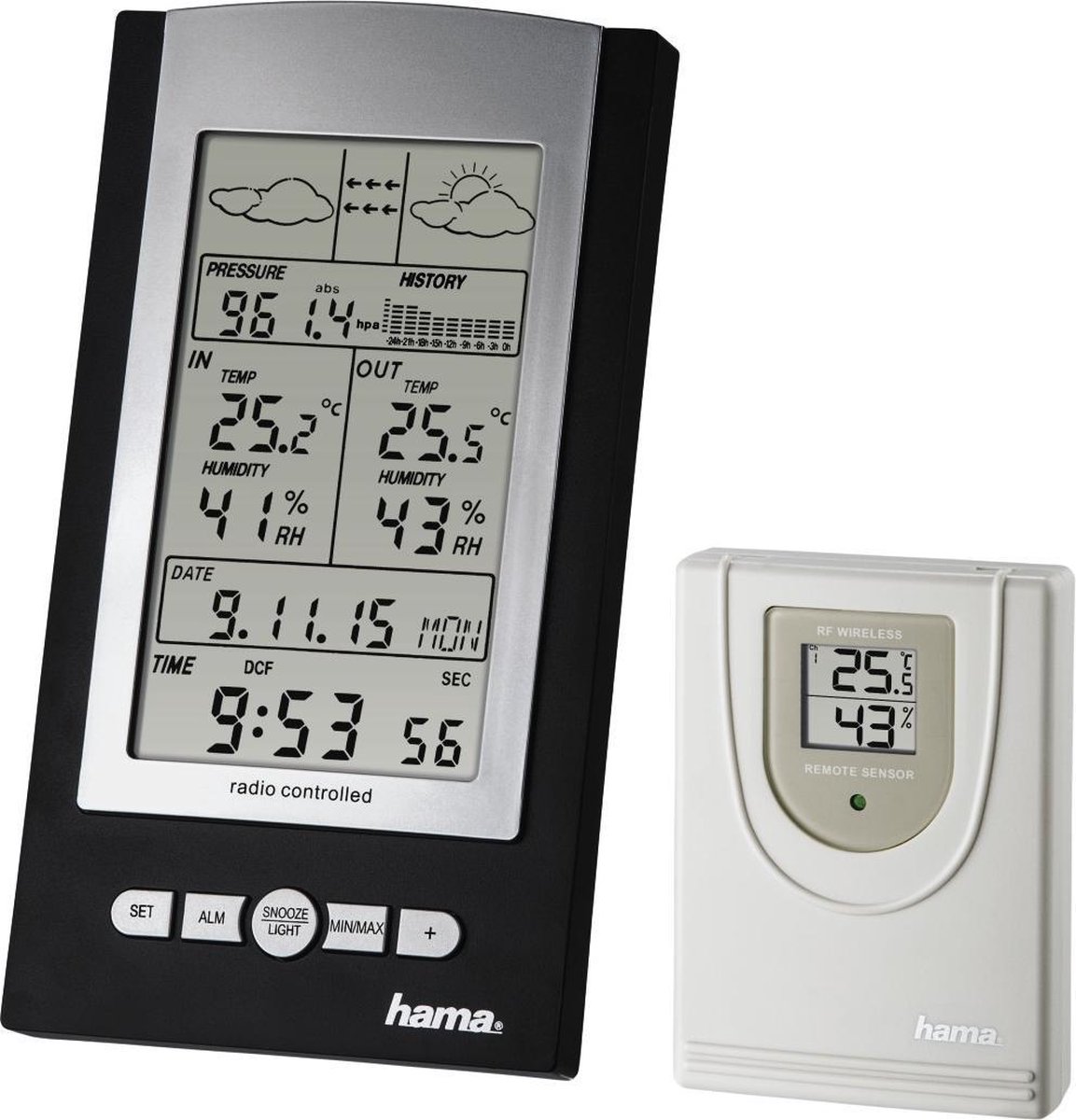 Hama EWS-800 Weerstation - Elektronisch - Baro, thermo en hygrometer - Zwart/Zilver