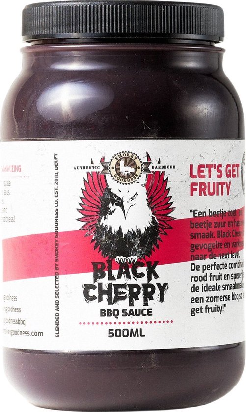Smokey Goodness Black cherry BBQ saus Pot 500 ml bol
