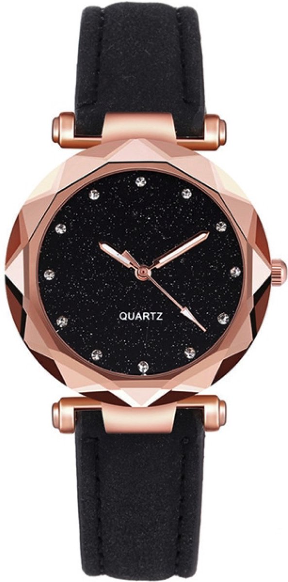 Hidzo Horloge Quartz Ø 38 - Zwart-Rose