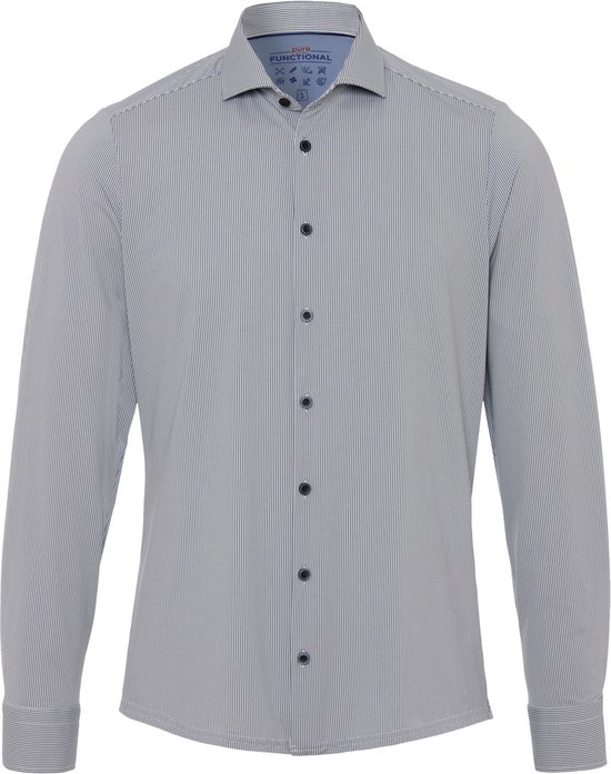 Pure - The Functional Shirt Patroon Donkerblauw - Heren - Maat 40 - Slim-fit