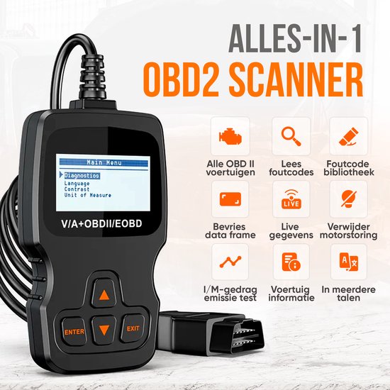 Auto Diagnosescanner, Fahrzeugcodeleser und Scanner für Auto, LCD Display Automobile