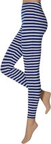 Apollo - Legging Dames - Stripes - Kobalt Blauw/Wit - Maat S/M - Legging - Feestlegging - Legging carnaval - Legging meisje - Leggings