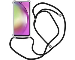 Hoes - Geschikt voor Samsung Galaxy A54 - Met Koord - Shock Proof - Siliconen Case - Back Cover - Telefoonkoord - Telefoon Hoesje Shockproof - Telefoonketting - Transparant