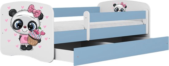 Kocot Kids - Bed babydreams blauw panda met lade met matras 160/80 - Kinderbed - Blauw