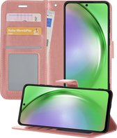 Hoesje Geschikt voor Samsung A54 Hoesje Book Case Hoes Wallet Cover - Hoes Geschikt voor Samsung Galaxy A54 Hoesje Bookcase Hoes - Rosé goud
