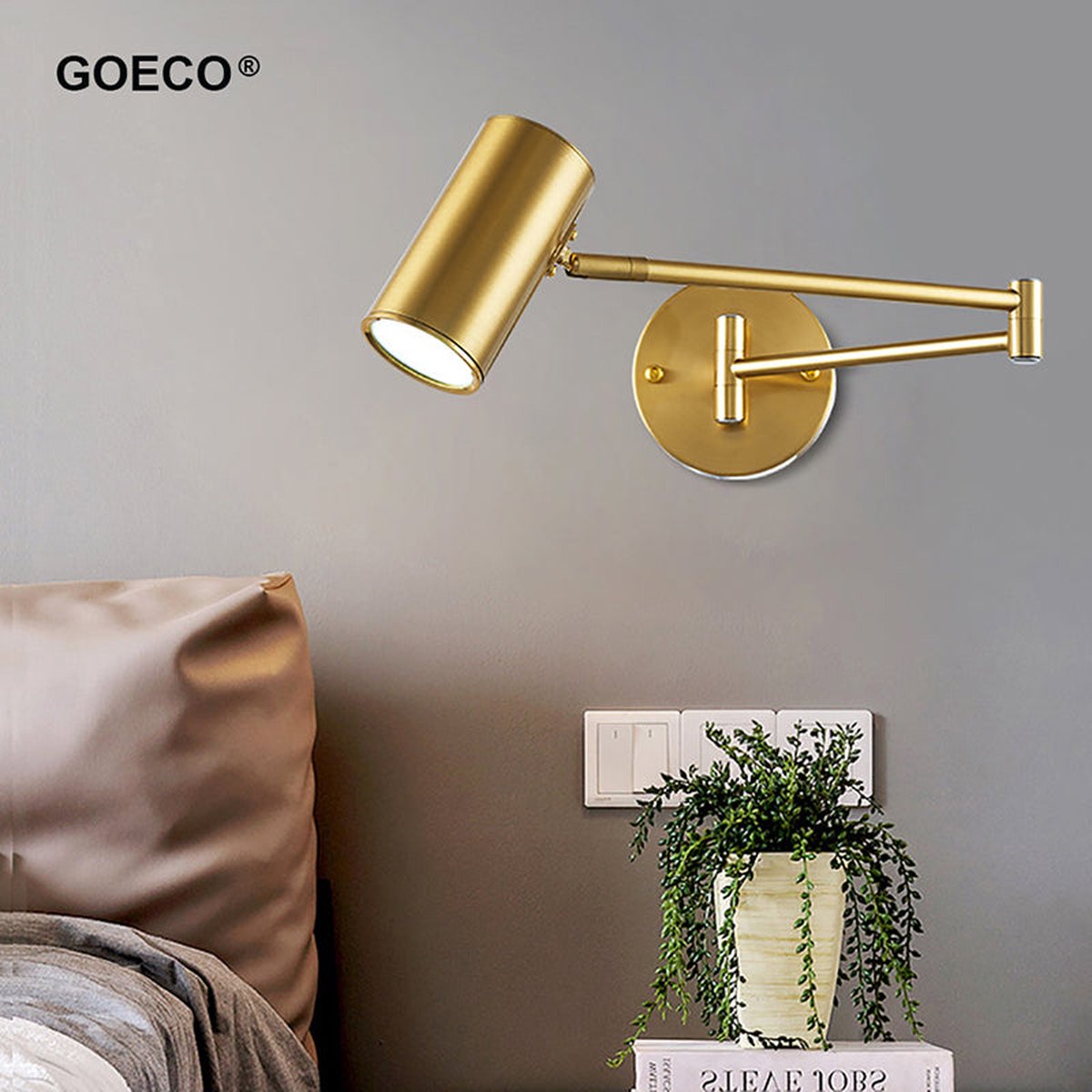 LED -muurlicht met lang aanpassingsbaar goud verstelbaar gouden wandlicht voor slaapkamer slaapkamer slaapkamerverlichting