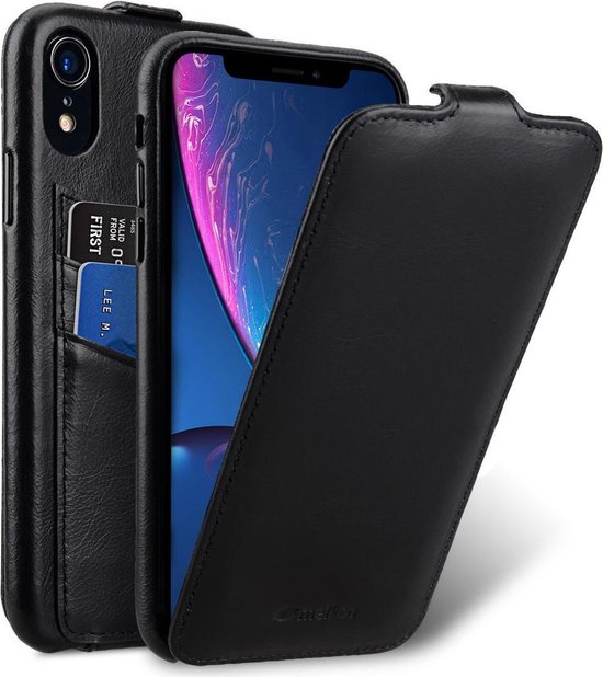 Melkco Elite Apple iPhone XR Flip Case Echt Leer Zwart