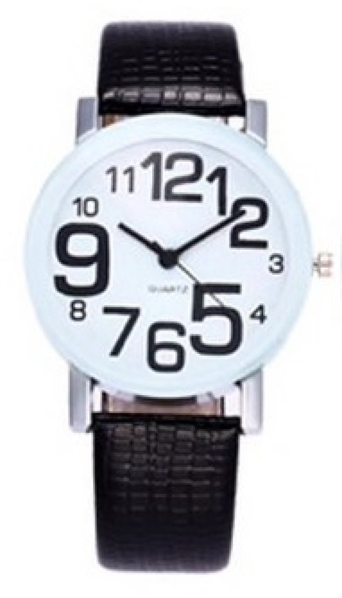 Hidzo Horloge Susenstone Ø 37 mm - Zwart - Kunstleer