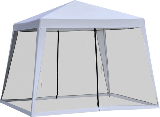 Outsunny Tuinpaviljoen paviljoen partytent tuintent met muggengaas 3 x 3 m 84C-090