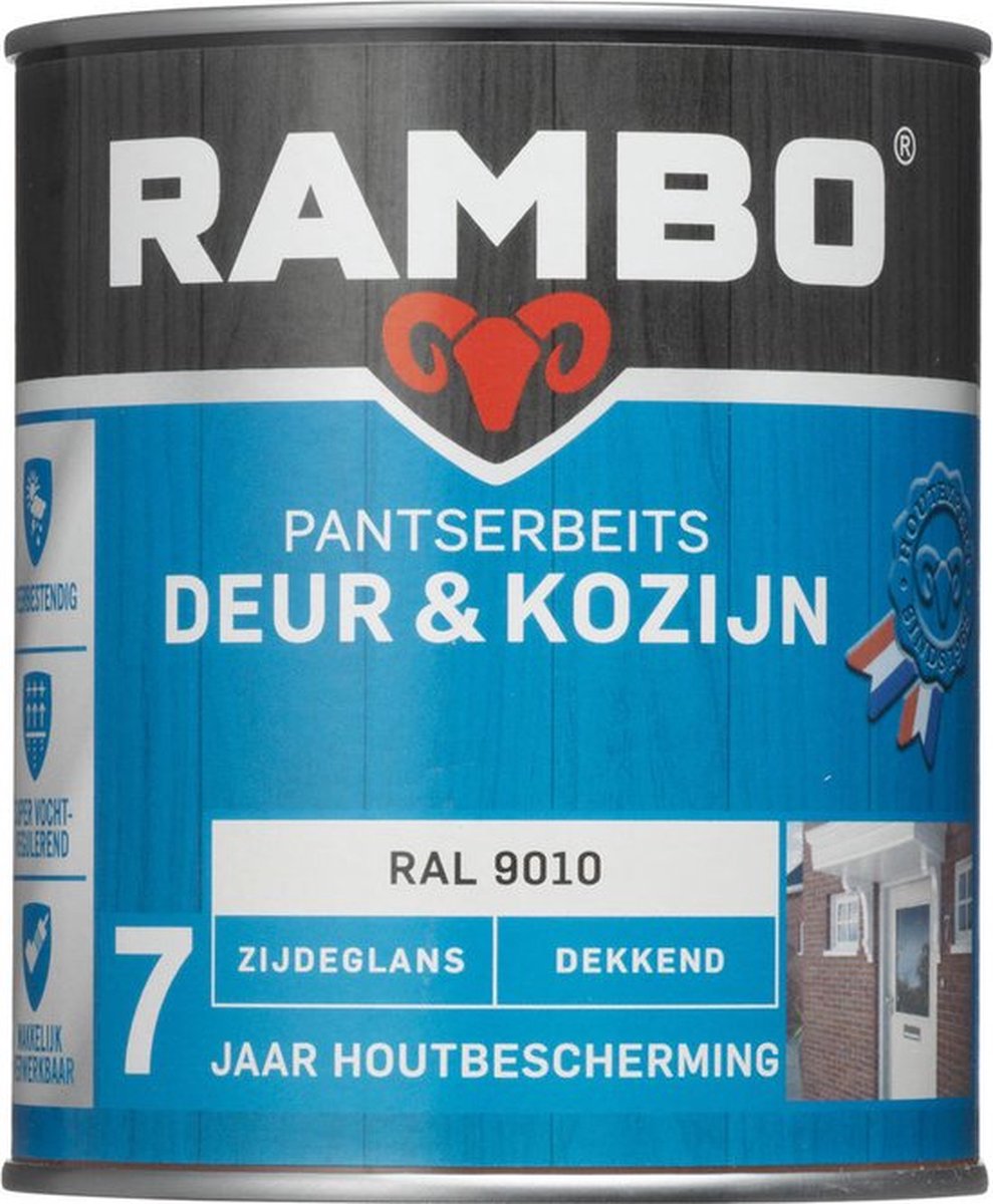 Rambo Pantserbeits Deur & Kozijn Zijdeglans Dekkend - Super Vochtregulerend  - RAL 9010... | bol.com