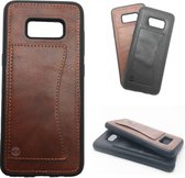 Luxe Samsung S8 SM-G950 Backcover bruin / Telefoonhoesje / Hoesje met vakje voor pasje