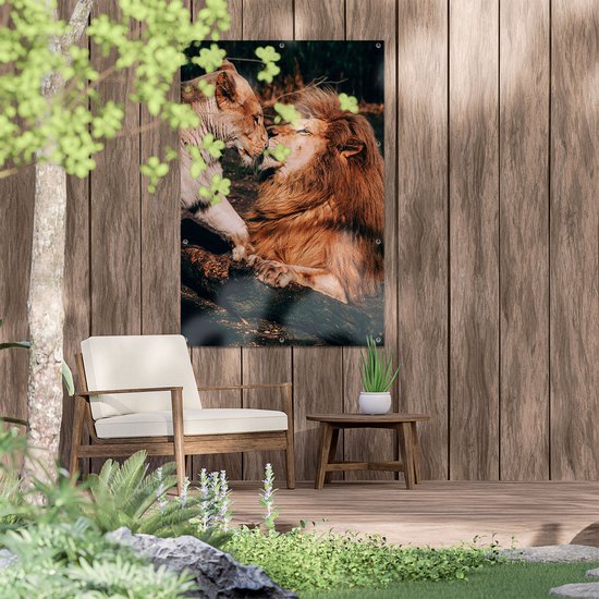 Gards Tuinposter Leeuw en Leeuwin Koppel Liefde 80x120 cm Tuindoek