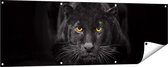 Gards Tuinposter Zwarte Panter met Oranje Ogen - 150x50 cm - Tuindoek - Tuindecoratie - Wanddecoratie buiten - Tuinschilderij