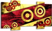 GroepArt - Schilderij - Abstract - Rood, Geel, Zwart - 120x65 5Luik - Foto Op Canvas - GroepArt 6000+ Schilderijen 0p Canvas Art Collectie - Wanddecoratie