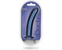 Ouch! by Shots Zachte siliconen G-Spot Dildo - 7'' / 17 cm - Metallic - Blauw