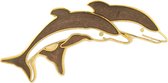 Behave® Sjaalclip dolfijnen bruin wit emaille 5 cm