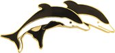Behave® Sjaalclip dolfijnen zwart wit emaille 5 cm