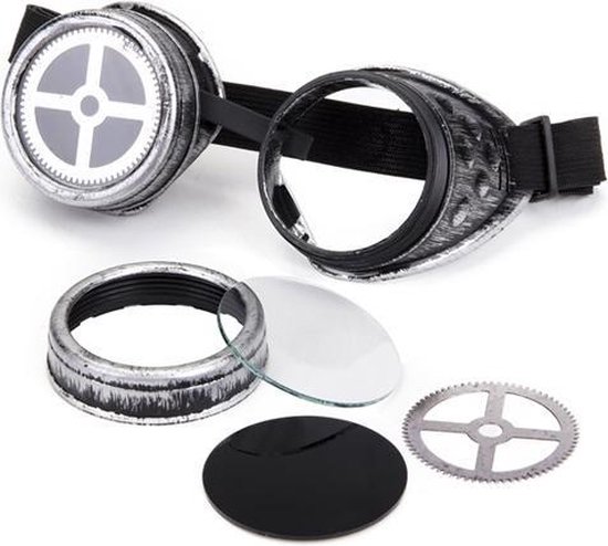 Steampunk goggles zonnebril - zilver tandwiel - bril burning man space