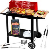 Bol.com Houtskoolbarbecue Tuingrill Chroomrooster 50 cm x 265 cm Twee transportwielen aanbieding