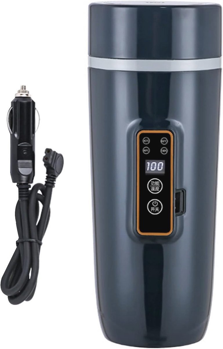 Draagbare Reiswaterkoker met Temperatuurregeling voor Koffie, Thee en Melk - 12V/24V, 350ml