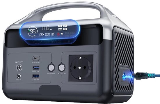 Powerstation - Stroomgenerator - Powerbank - Aggregaat - met 300W Uitgang - Draagbare - 179Wh LiFePO4 Batterij - LED Zaklamp en Snelladen – Compacte Noodstroomvoorziening voor Kamperen en Thuisgebruik
