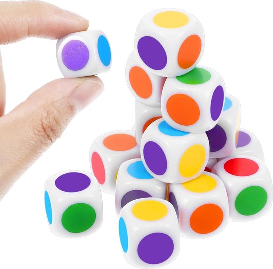 10 Kleurrijke Dobbelstenen – 16 Mm, Acryl, Ideaal Voor Bordspellen, Lesmateriaal En Gezellige Avonden