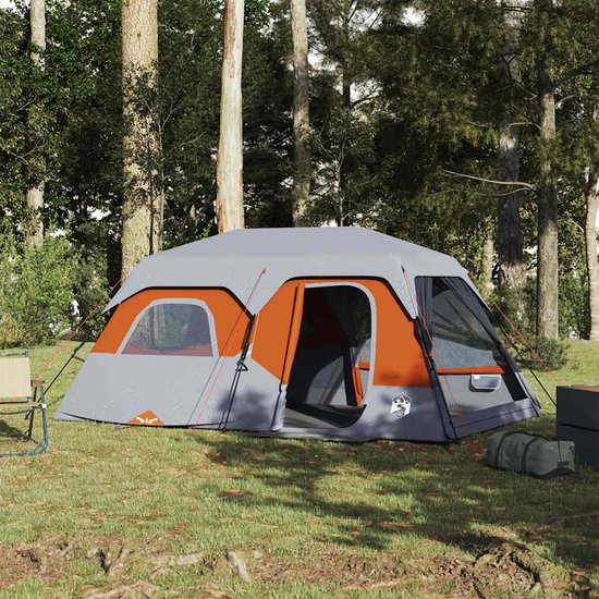 vidaXL - Tent - 9-persoons - waterdicht - snelontgrendeling - grijs - en - oranje van Vidaxl — afbeelding 4