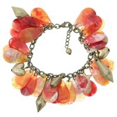 Behave® Bedelarmband oranje met sterren en hartjes 18 cm