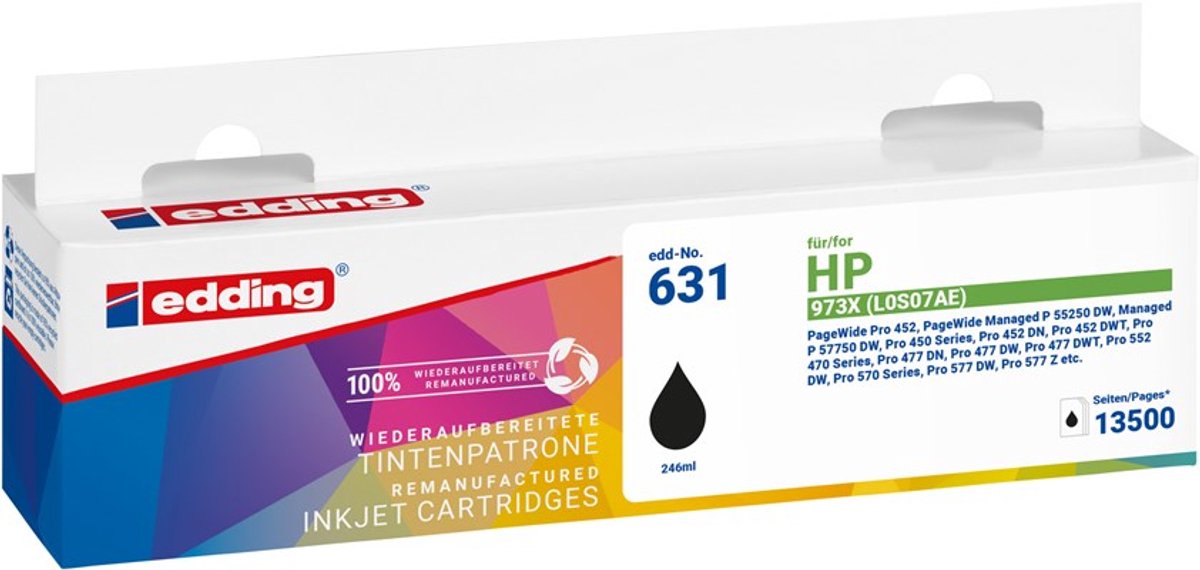 Edding Cartridge vervangt HP 973X (L0S07AE) Compatibel Zwart EDD-631 18-631