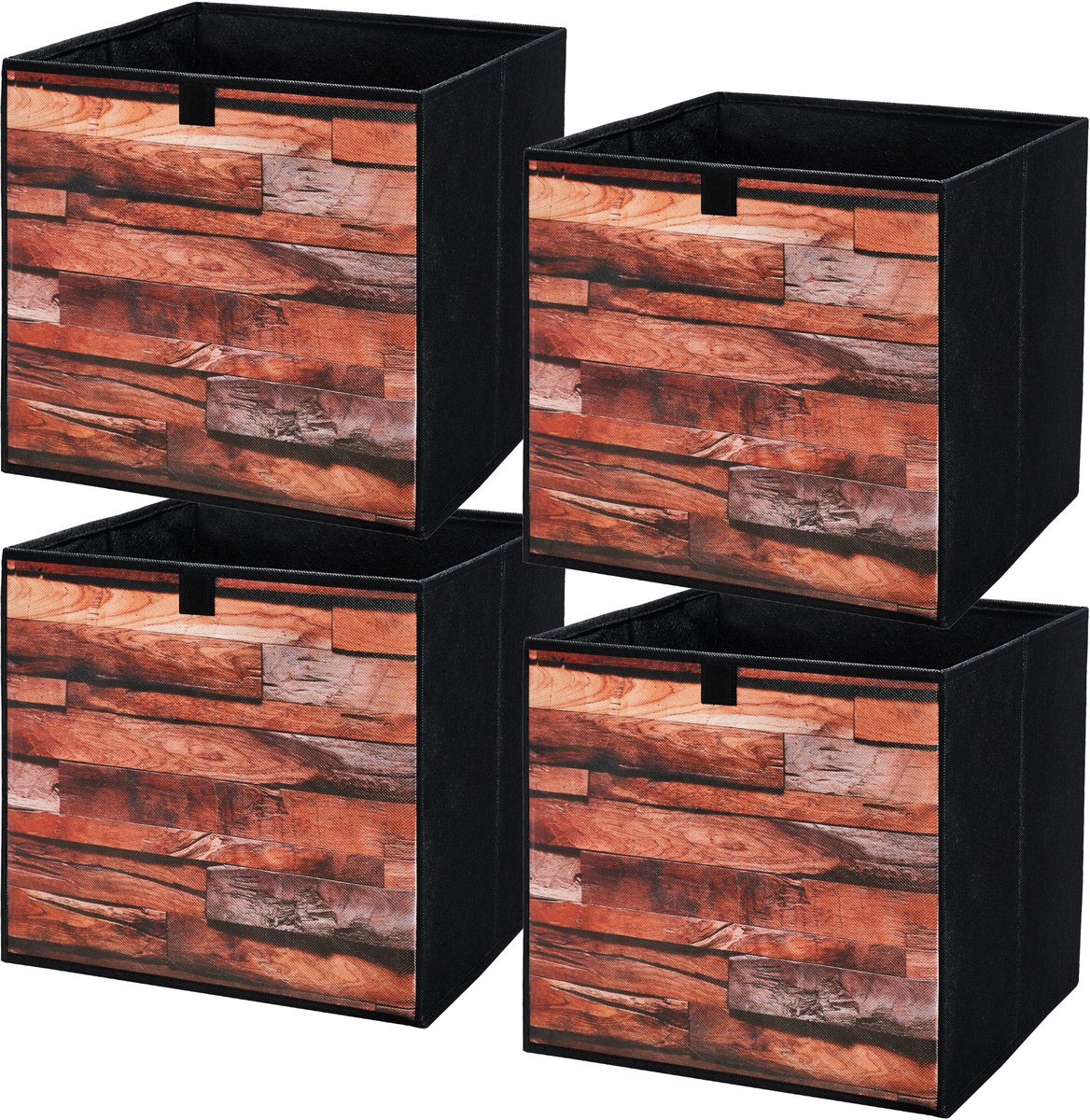 LAVITA® Opbergmand Textiel - 31x31x31 Retro Plank 4 Stuks - Opbergbox Kast Organizer Opbergdoos - Kastlade Verdeler Voor Kleding Ondergoed Badkamer Kledingkast - Vouwdoos Stoffen Doos Opbergdozen