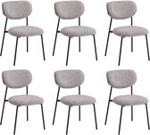 Furnihaus - Eetkamerstoelen set van 6 - Amalia - Bruin - Stof