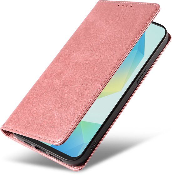 Étui Smartphonica pour Samsung Galaxy A16 en similicuir avec fermeture magnétique et Porte-cartes, Samsung Bookcase avec rabat - Rose