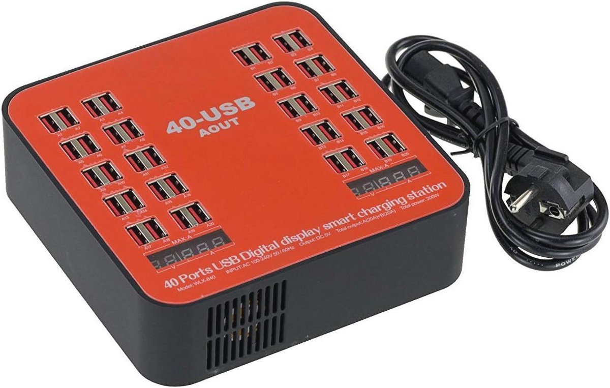 USB-laadstation met 40 poorten en 200W vermogen - Oplader voor meerdere apparaten