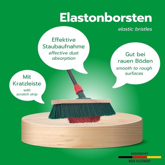 Novaliv tuinbezem met steel V-borstelharen 40 cm Elaston borstelharen inclusief verzinkte veegset met rubberen lip bestaande uit stoffer en blik handborstel terrasbezem tuinbezem stalbezem buitenbezem van Novaliv — afbeelding 3