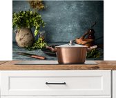 Spatscherm keuken 80x55 cm - Kookplaat achterwand Kruiden - Stilleven - Specerijen - Muurbeschermer - Spatwand fornuis - Hoogwaardig aluminium