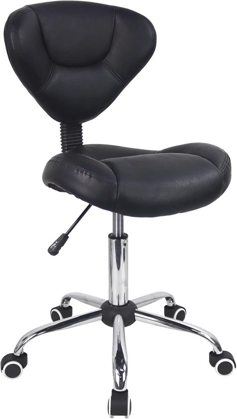 Kruk Stoel Ronde Rolkruk met Voetensteun PU Leer Hoogteverstelling Spa Salon Tattoo Werk Massage Kruk op Wielen Heavy Duty Salon Bar Draaistoel (33 cm), Bruin2 (Zwart2) The New
