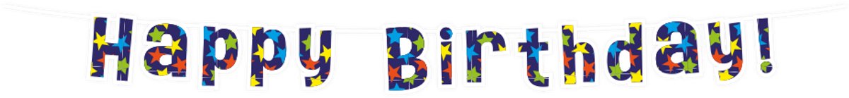 Letterslinger | Happy Birthday | Kleur: Donker blauw | Lengte: 3 meter