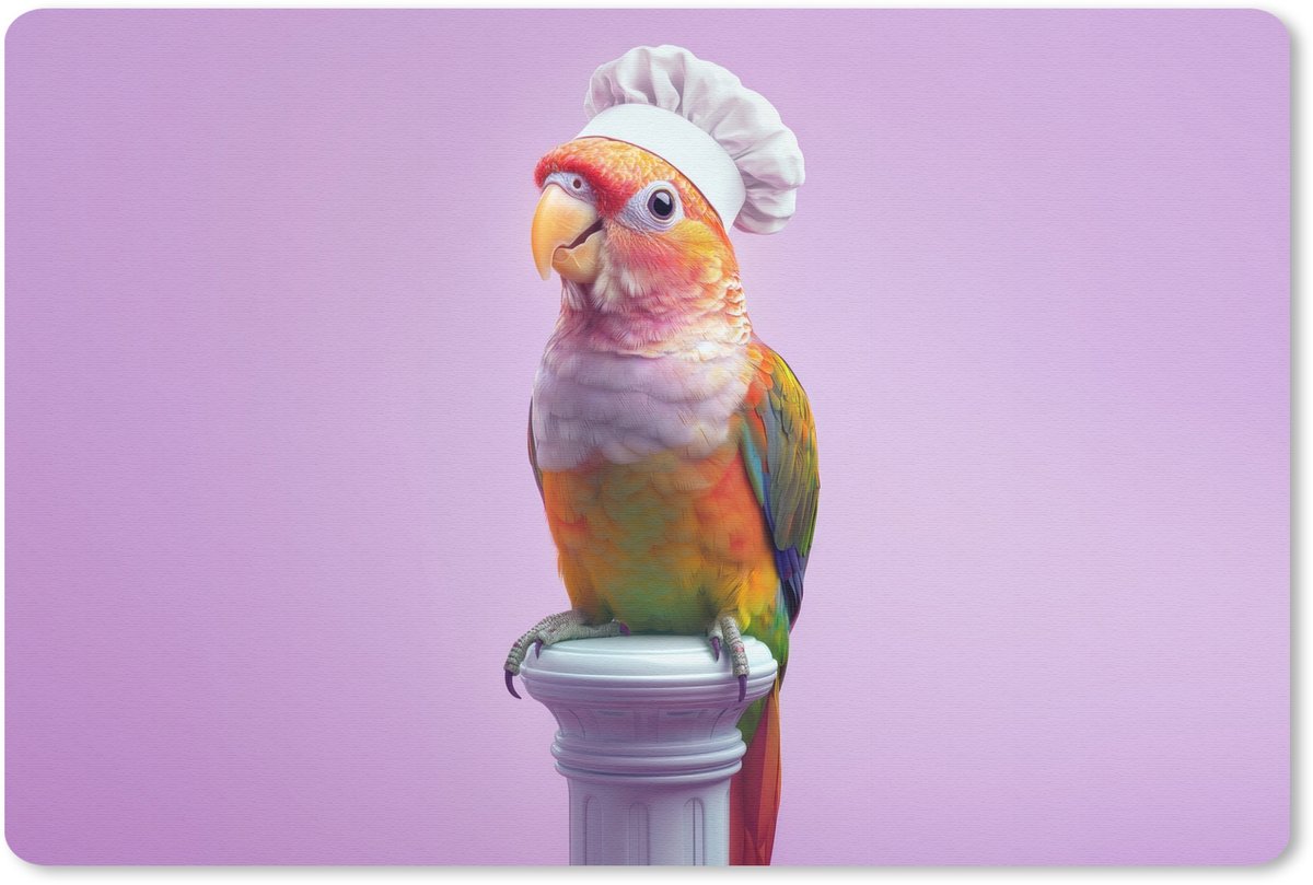 Muismat 27x18 cm - Mousepad Papegaai - Koksmuts - Pilaar - Vogel - Muismatten