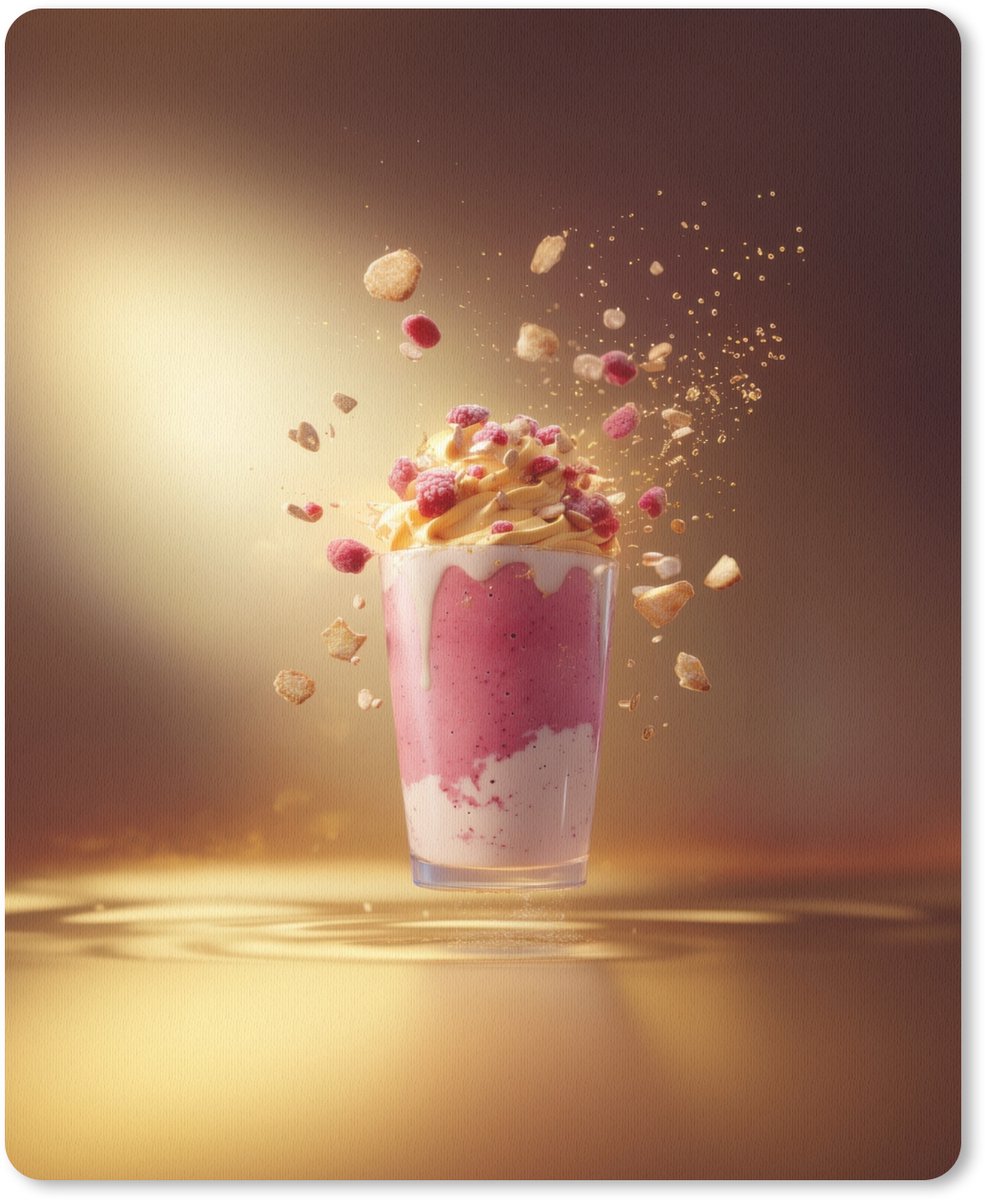 Muismat 19x23 cm - Mousepad Framboos - Smoothie - Drinken - Roze - Muismatten