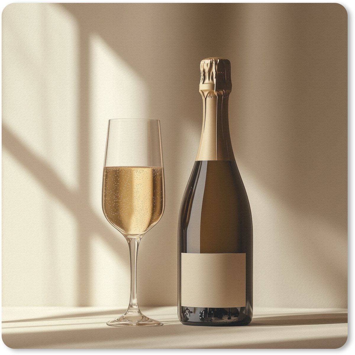 Muismat 30x30 cm - Mousepad Champagne - Beige - Schaduw - Bubbels - Muismatten