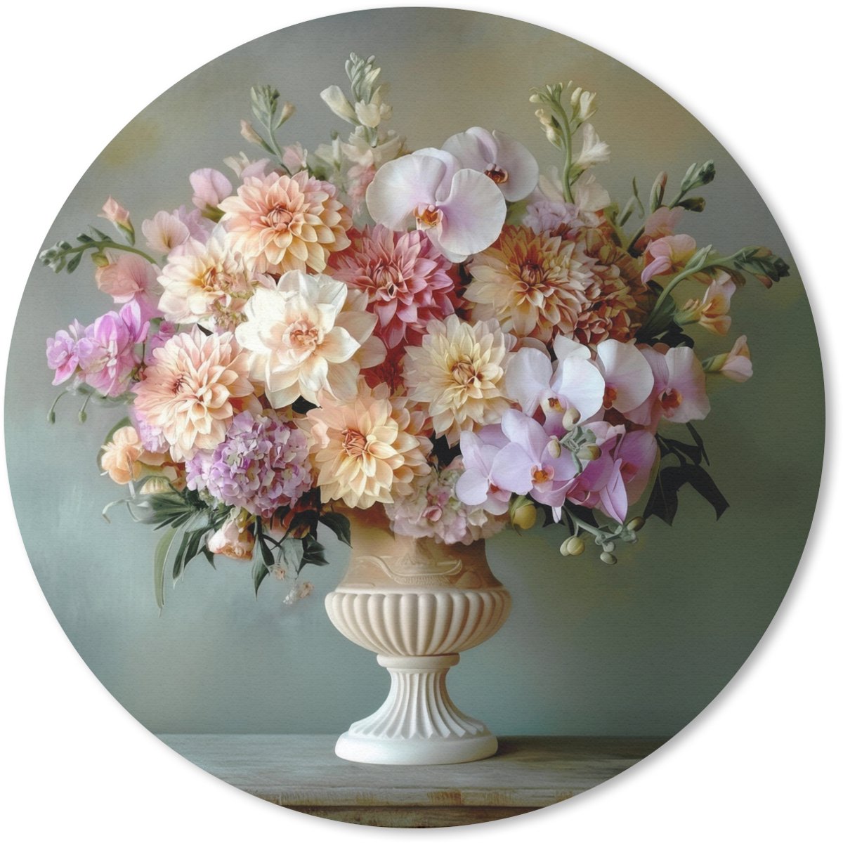 Muismat rond 40x40 cm - Mousepad Orchidee - Boeket - Vaas - Bloemen - Ronde muismatten
