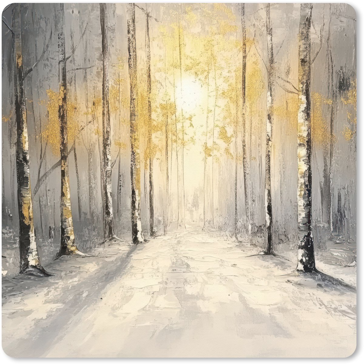 Muismat XXL 40x40 cm - Bureau onderlegger - Bureau mat Winter - Abstract - Sneeuw - Natuur - Zon - Bureaumat - Gaming mousepad xl - Bureaulegger groot - Computer deskmat