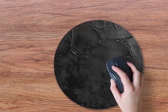 Muismat rond 40x40 cm - Mousepad Zwart - Verf - Ronde muismatten