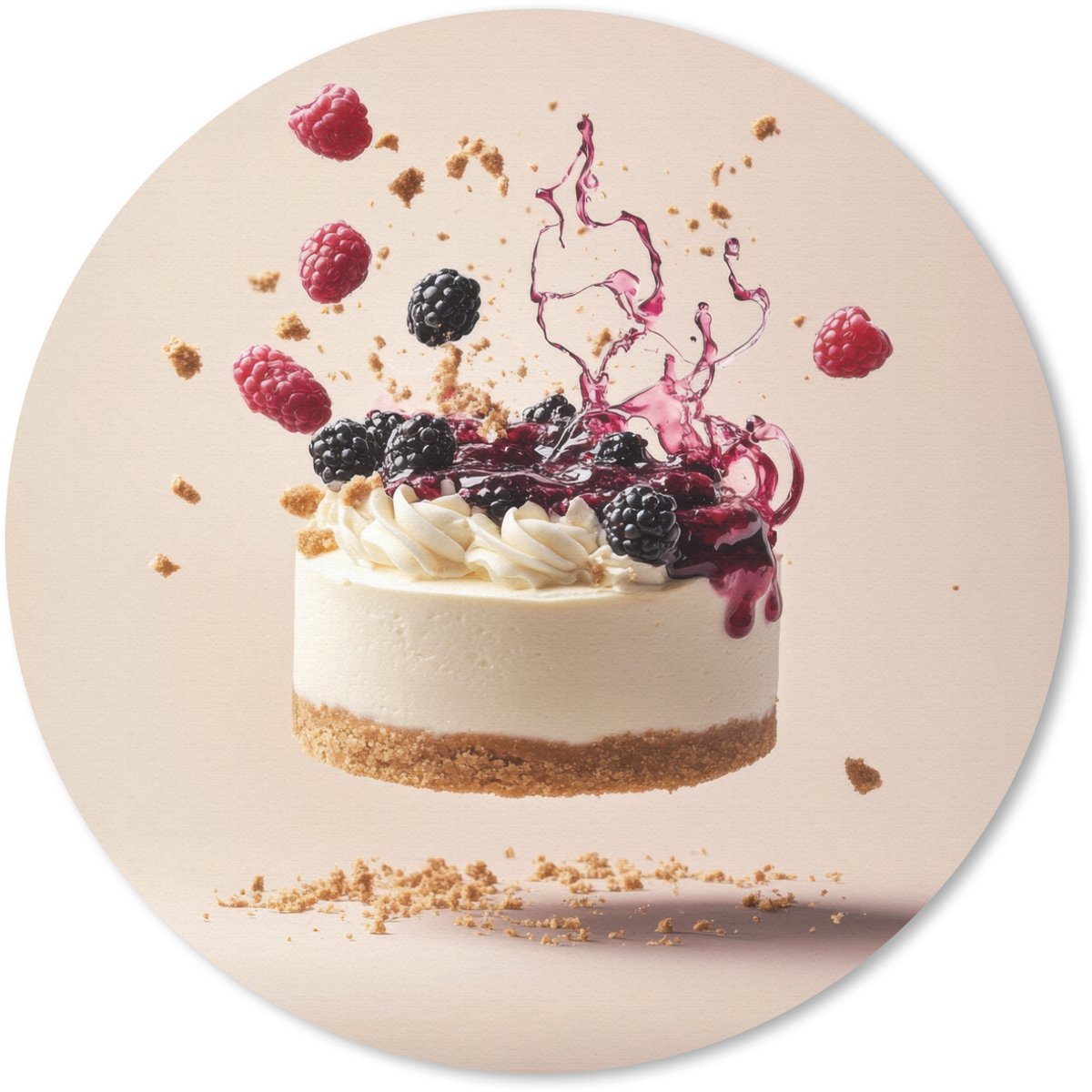 Muismat rond 30x30 cm - Mousepad Cheesecake - Eten - Roze - Taart - Ronde muismatten