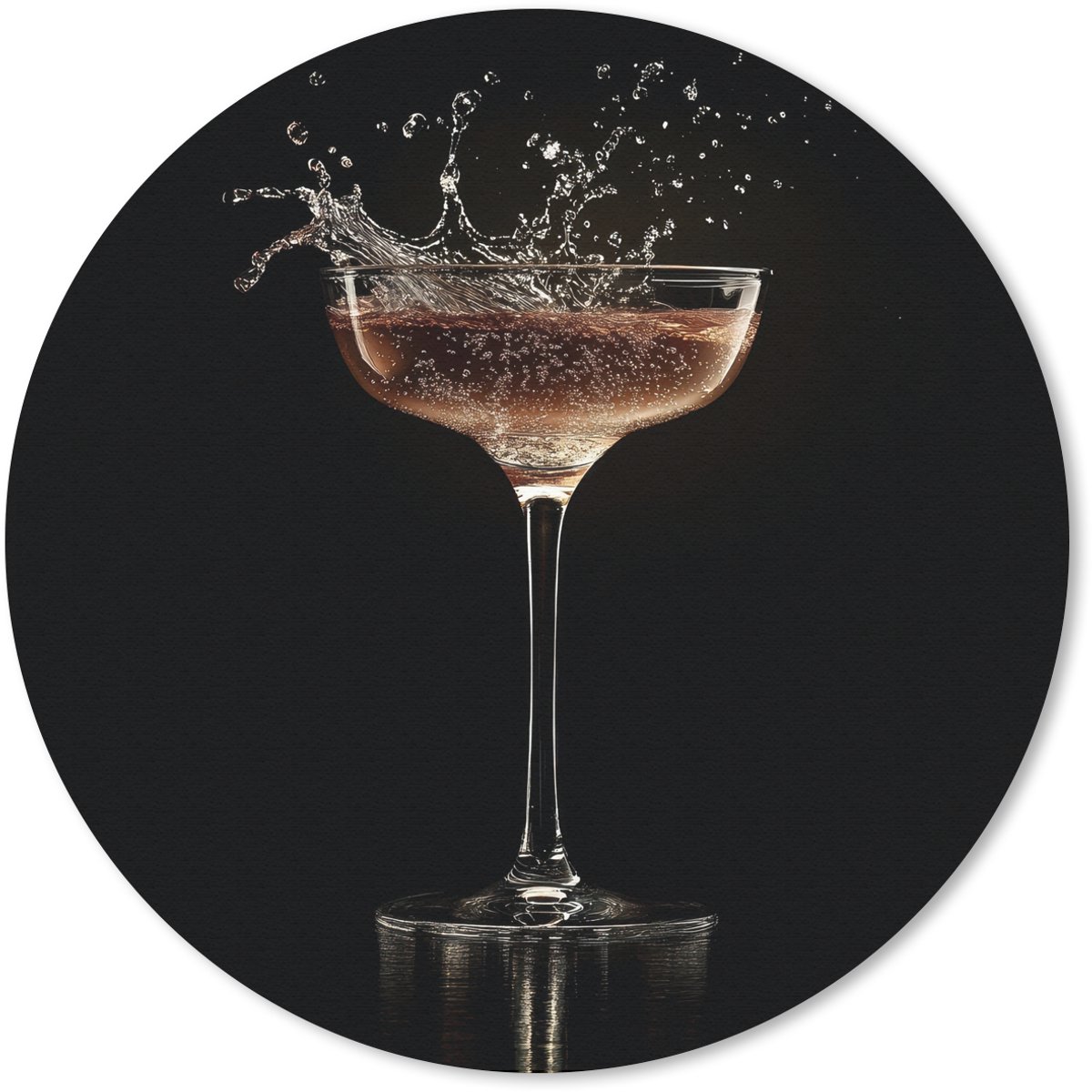 Muismat rond 40x40 cm - Mousepad Cocktail - Zwart - Spetters - Glas - Ronde muismatten