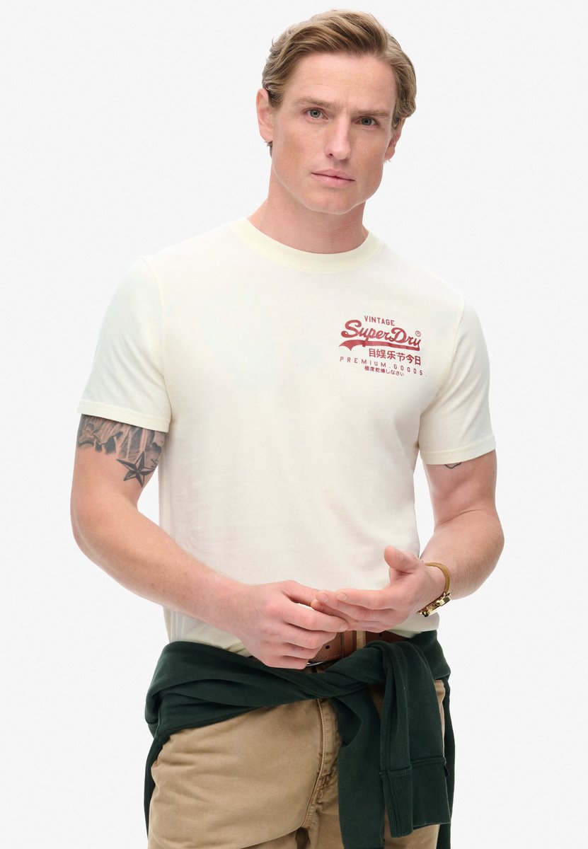 Superdry Tokyo T-shirt met print Heren T-shirts Creme